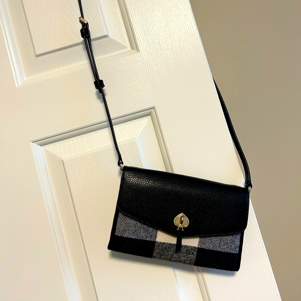 Kate Spade ♠️ Marti Festive Check Fabric Wallet Crossbody NWT
